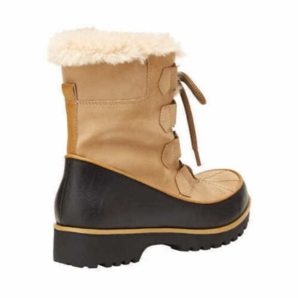 NEW MALDIVE ANKLE BOOTS JBU WEATHER READY FAUX FUR SIZE 8 TAN NIB - Picture 2 of 5